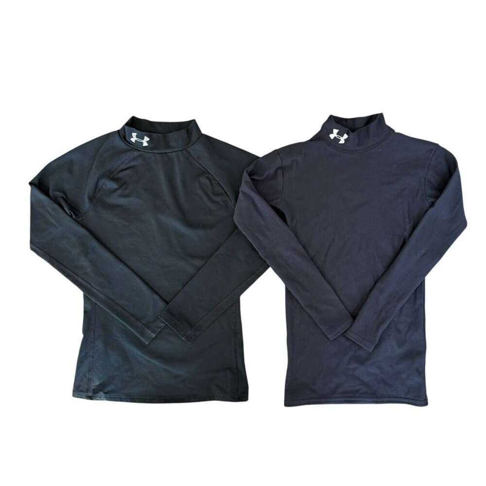 Under Armour Compression Shirt Youth Small Black Lot of 2 One Lined